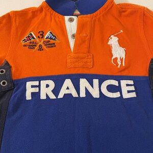 Orange and Blue Polo Shirt with France Embroidery